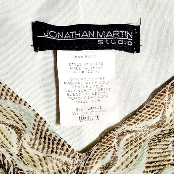 Jonathan Martin Taupe & Green Double Layered Top (L) - Picture 6 of 8